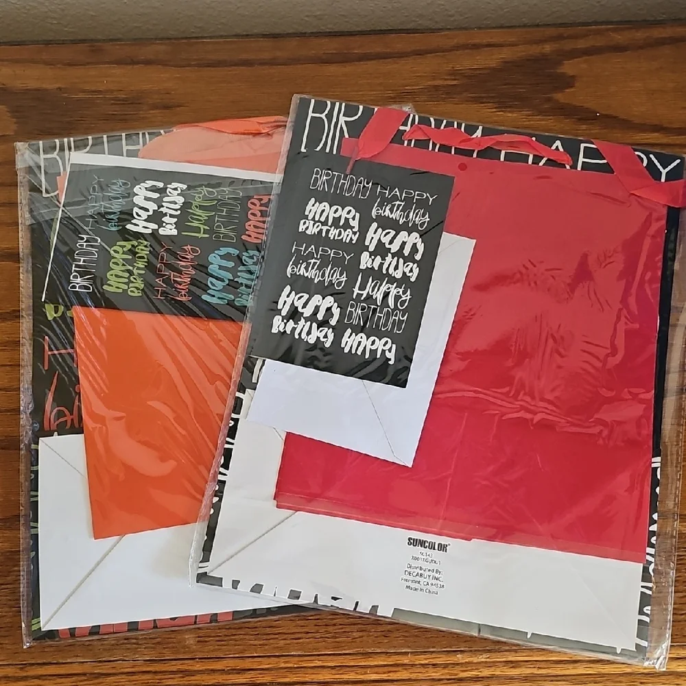 2 Colorful Birthday Gift Bags Sets